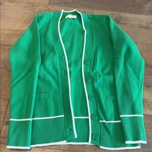 Maeve Emerald Cardigan with Ivory Accents